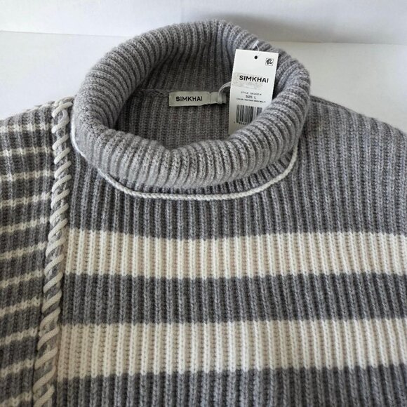 Jonathan Simkhai Maggi Ribbed & Cable-Knit Wool & Cashmere Blend Turtleneck NWT - Picture 7 of 11